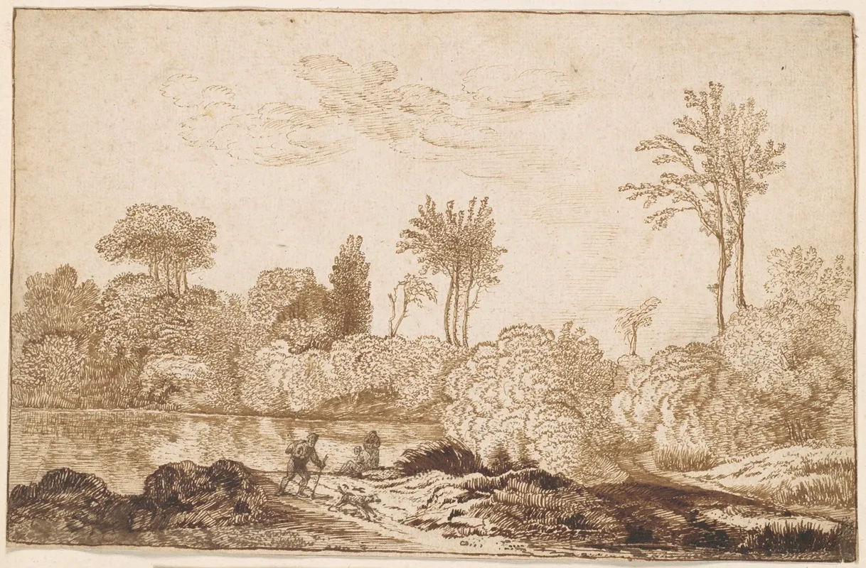 River Landscape With Traveler Wall Art by Hendrik Cornelisz. Vroom - High-Resolution Digital Print