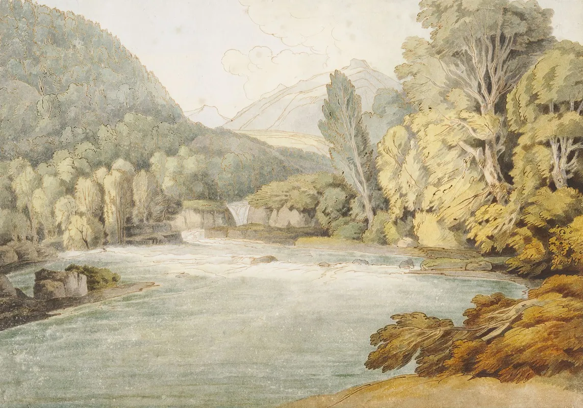 River Scene With Mountains Probably Lake District