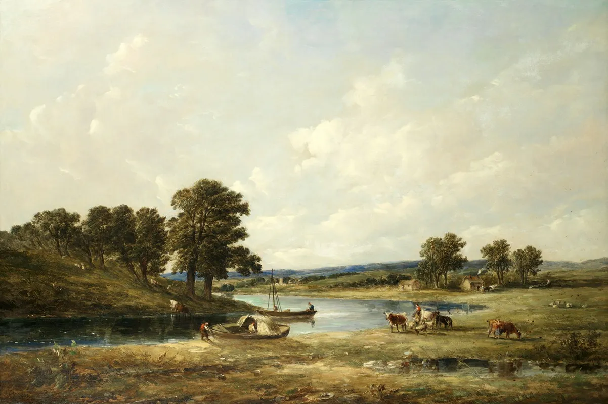 Riverside Activity Wall Art by Alfred Vickers Snr. - High-Resolution Digital Print