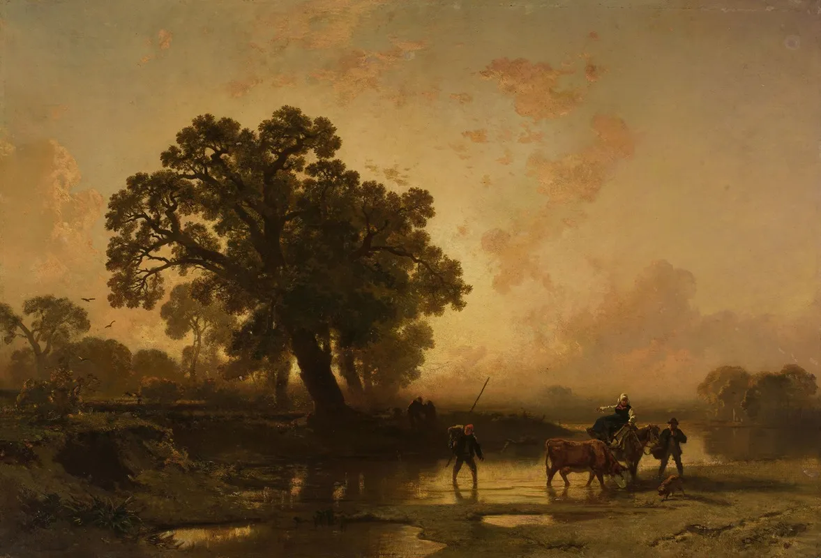 Riverside Landscape At Sunset