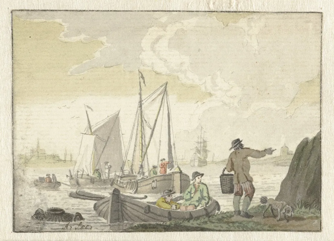 Riviergezicht Met Schepen Wall Art by Nicolaes Aartman - High-Resolution Digital Print