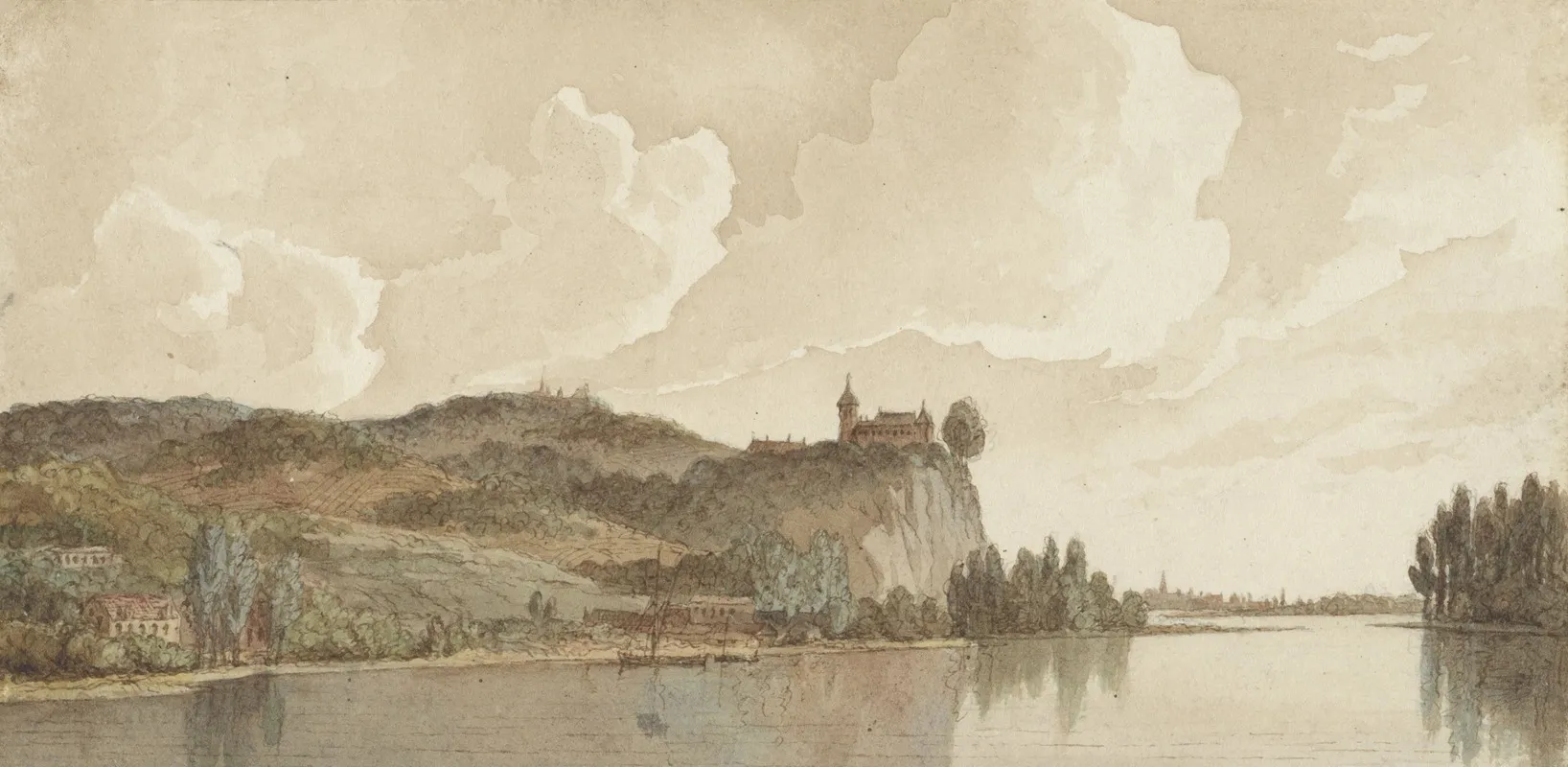 Rivierlandschap Met Chokier Aan De Maas