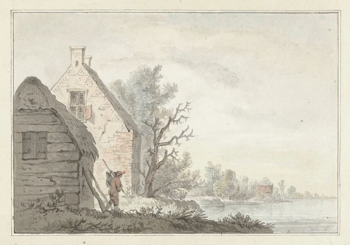 Rivierlandschap Met Enige Woningen Wall Art by G. van Bosvelt - High-Resolution Digital Print