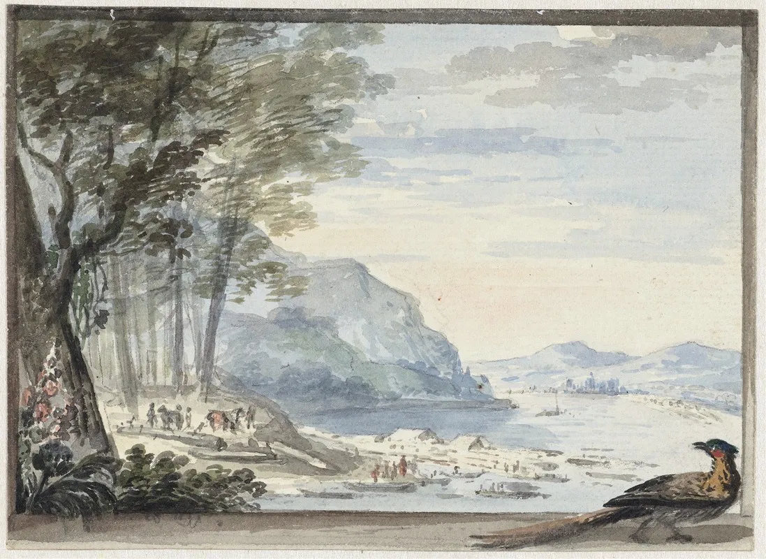 Rivierlandschap Met Op De Voorgrond Een Hoen Wall Art by Aert Schouman - High-Resolution Digital Print