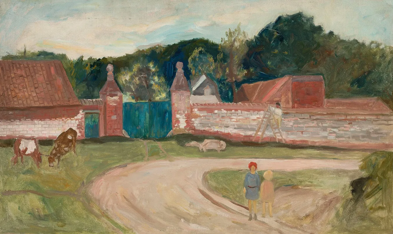 Road In Front Of The Farm Wall Art by Tadeusz Makowski - High-Resolution Digital Print