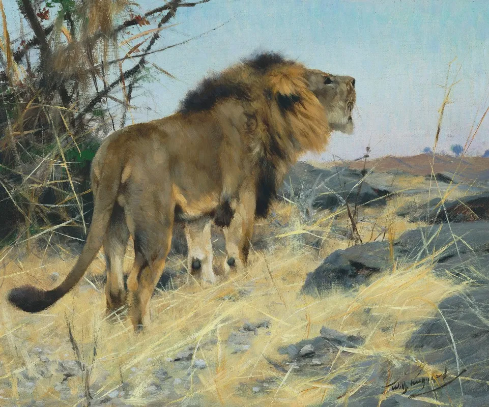 Roaring Lion Wall Art by Wilhelm Kuhnert - High-Resolution Digital Print
