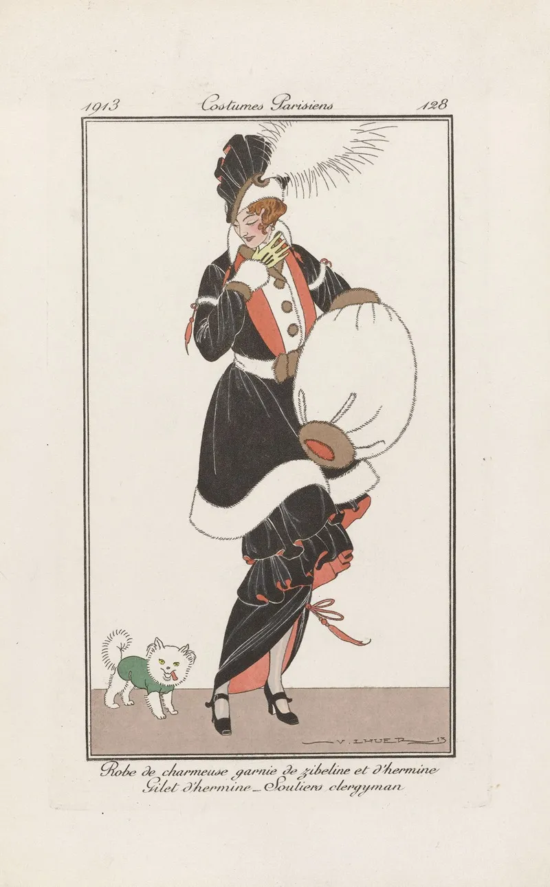 Robe De Charmeuse Garnie De Zibeline Et Dhermine Gilet Dhermine