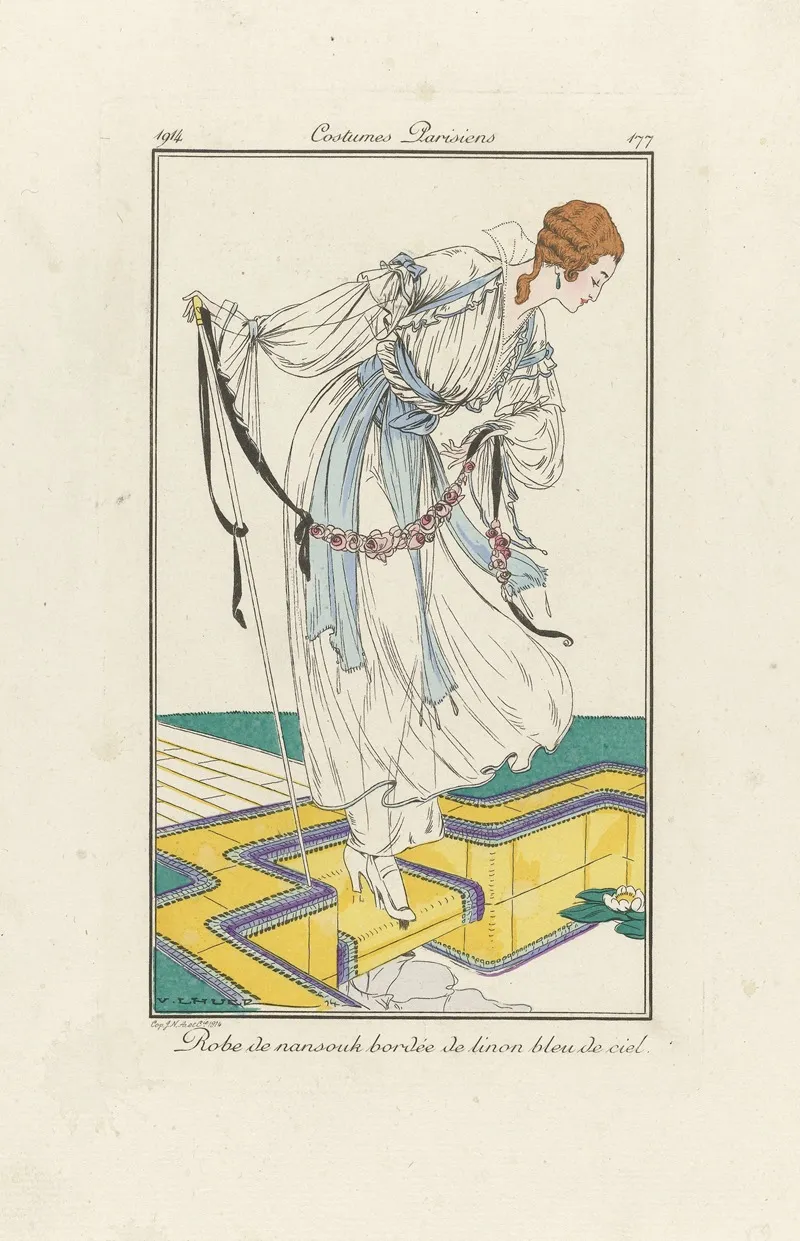 Robe De Nansouk Bordee De Linon Bleu De Ciel