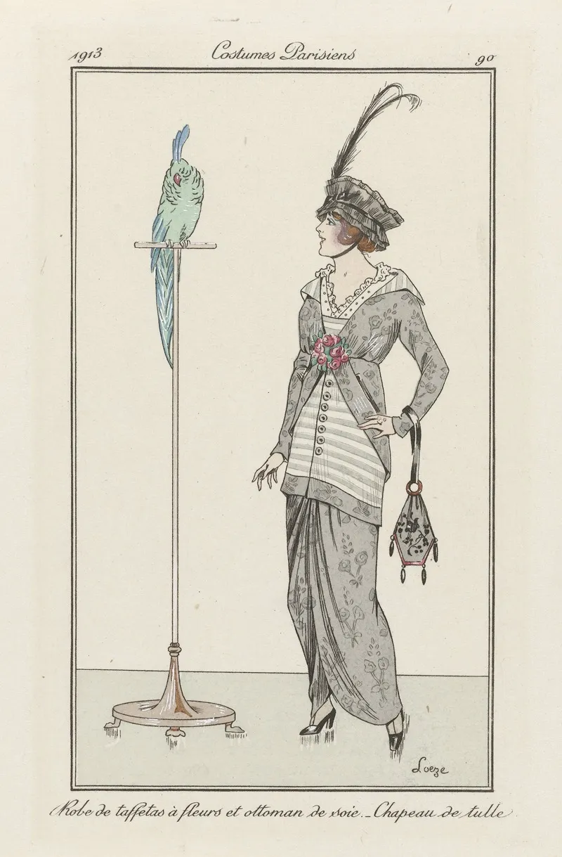 Robe De Taffetas A Fleurs Et Ottoman De Soie