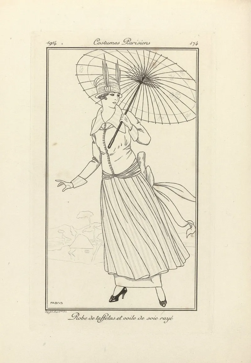 Robe De Taffetas Et Voile De Soie Raye
