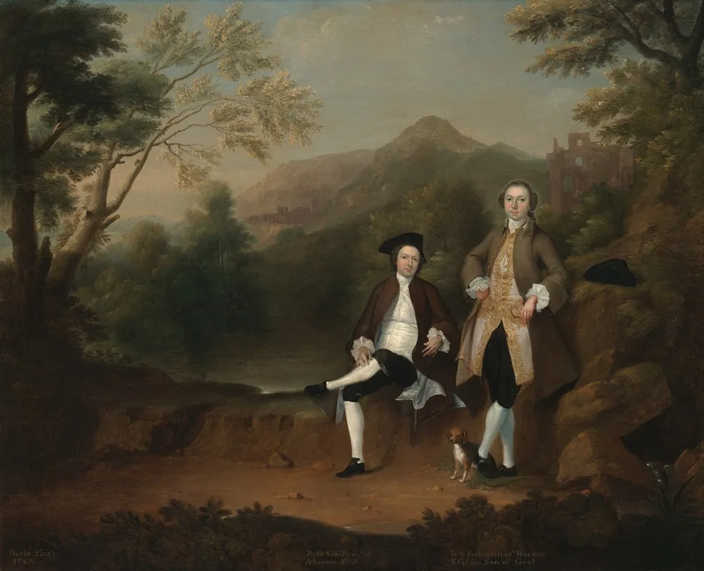 Robert Gwillym Of Atherton And William Farington Of Werden Wall Art by Arthur Devis - High-Resolution Digital Print