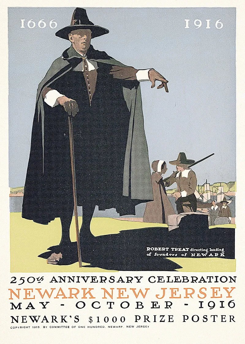 Robert Treat Directing Landing Of Founders Of Newark Wall Art by Adolph Treidler - High-Resolution Digital Print
