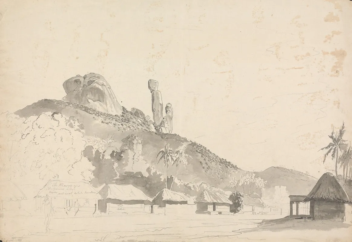 Rock Formation Above A Village