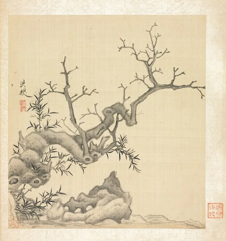 Rock Old Tree And Bamboo Wall Art by Chen Hongshou - High-Resolution Digital Print