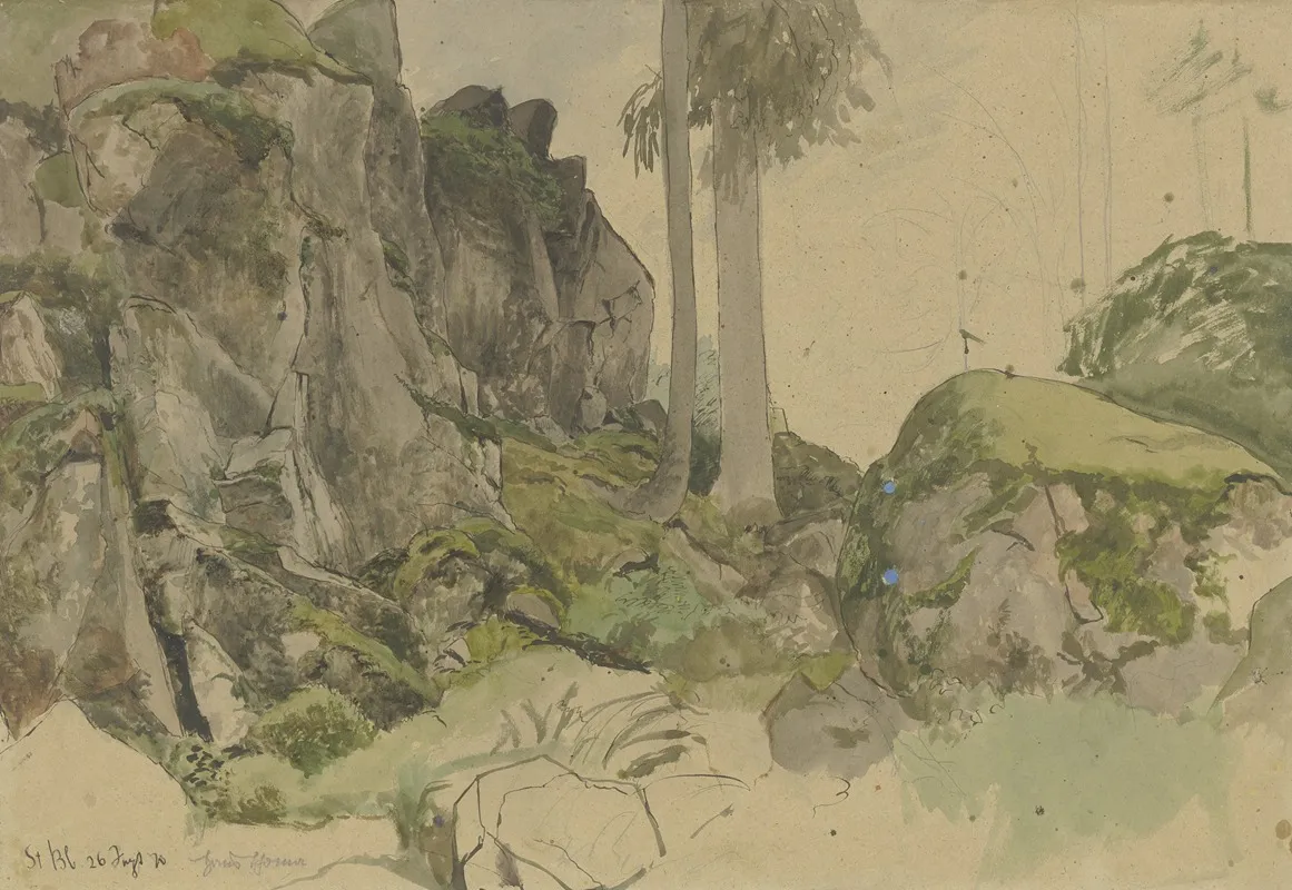 Rocks Near St Blasius Black Forest Wall Art by Hans Thoma - High-Resolution Digital Print