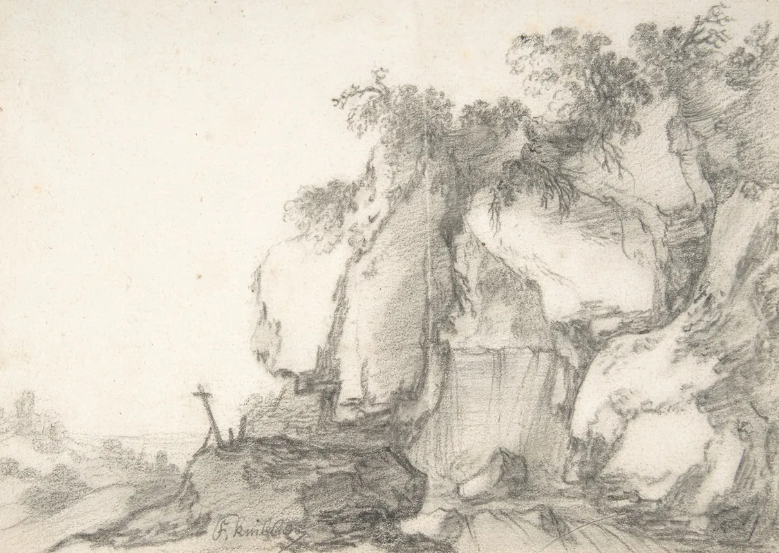 Rocks Overgrown With Bushes Wall Art by François van Knibbergen - High-Resolution Digital Print