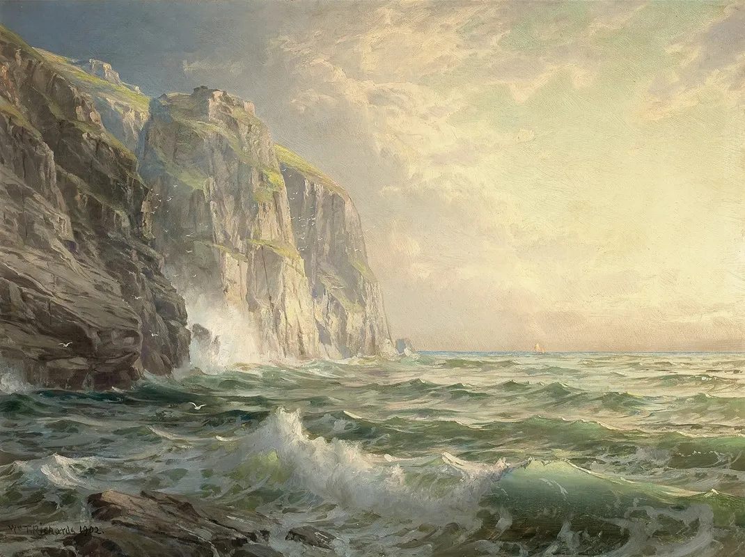 Rocky Cliff With Stormy Sea Cornwall