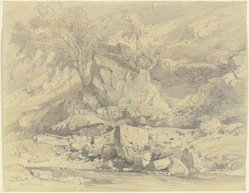 Rocky Landscape Near Clausen Wall Art by Albert Emil Kirchner - High-Resolution Digital Print