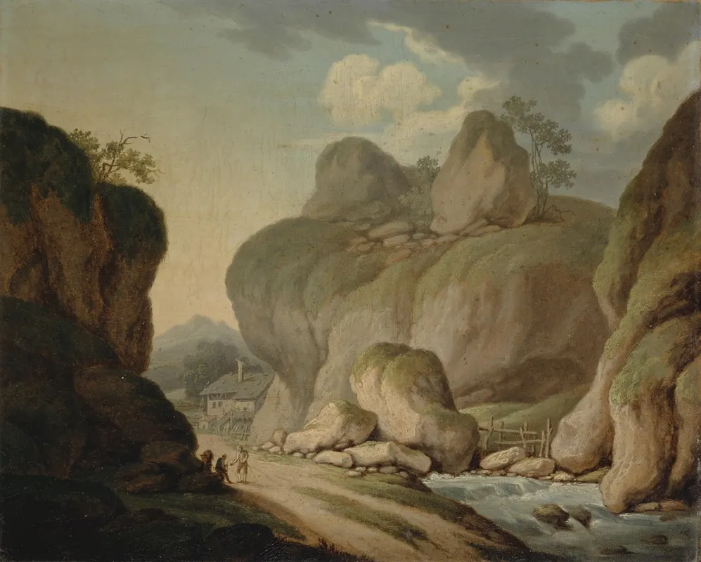 Rocky Landscape With River Wall Art by Johann Nepomuk Wocher - High-Resolution Digital Print