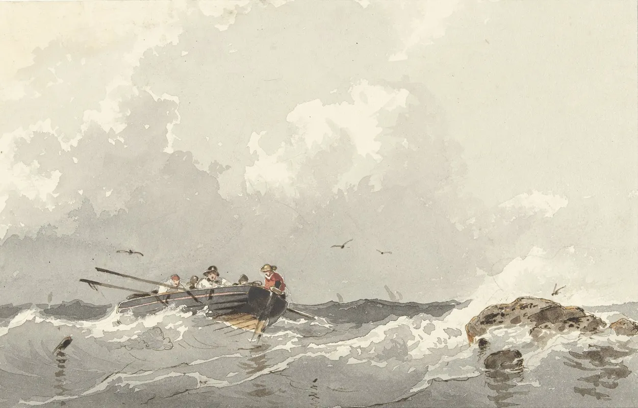 Roeiboot Op Zee Wall Art by Frans Arnold Breuhaus de Groot - High-Resolution Digital Print