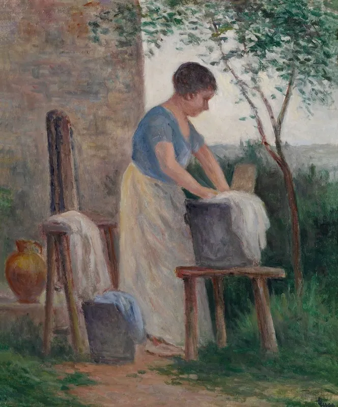 Rolleboise La Lessive Dans Le Jardin Wall Art by Maximilien Luce - High-Resolution Digital Print
