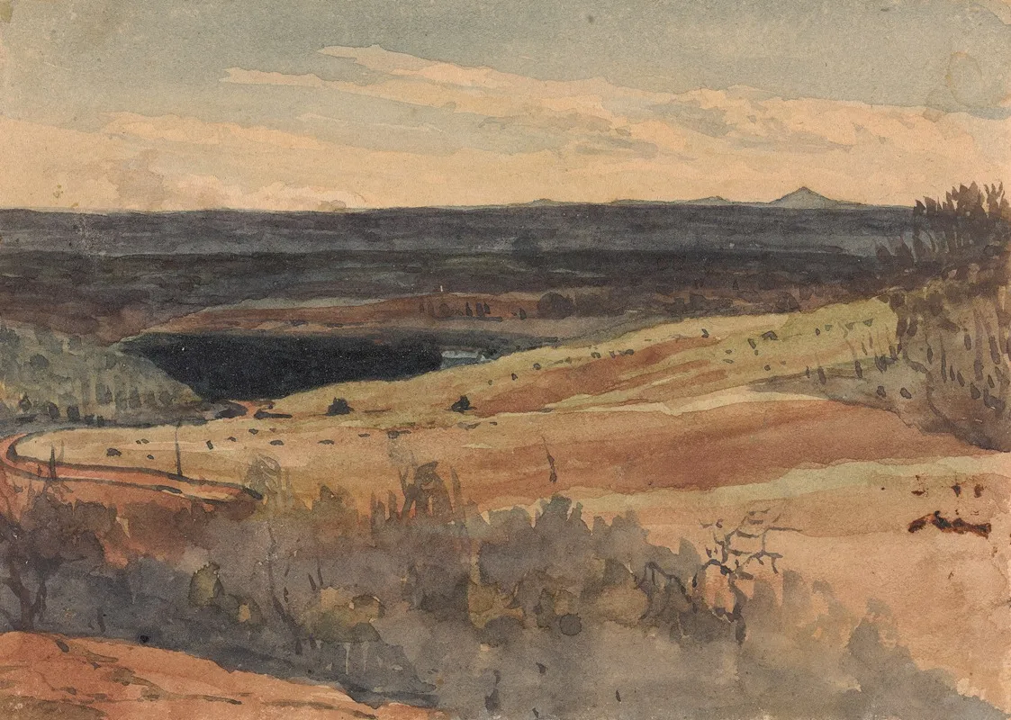 Rolling Fields Mountains In Distance