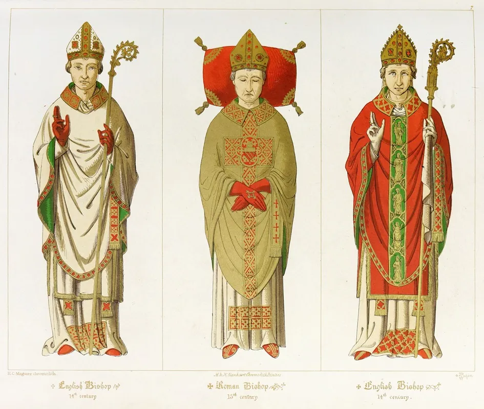 Roman And English Bishops Wall Art by Augustus Pugin - High-Resolution Digital Print