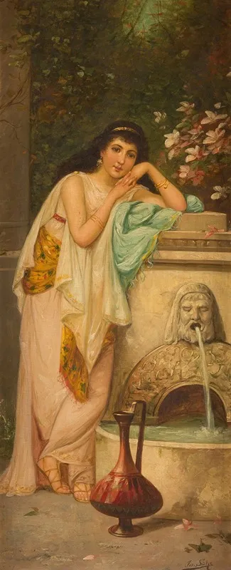 Roman Beauty At A Spring Wall Art by Josef Sühs - High-Resolution Digital Print