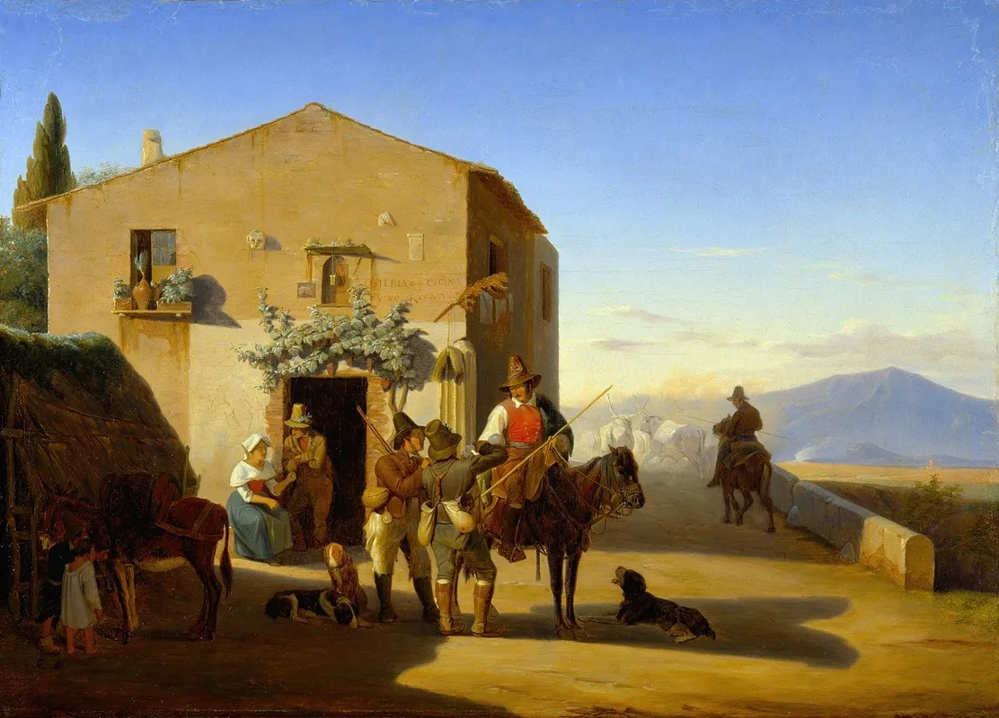 Roman Country People Outside The Osteria At Ponte Mammolo