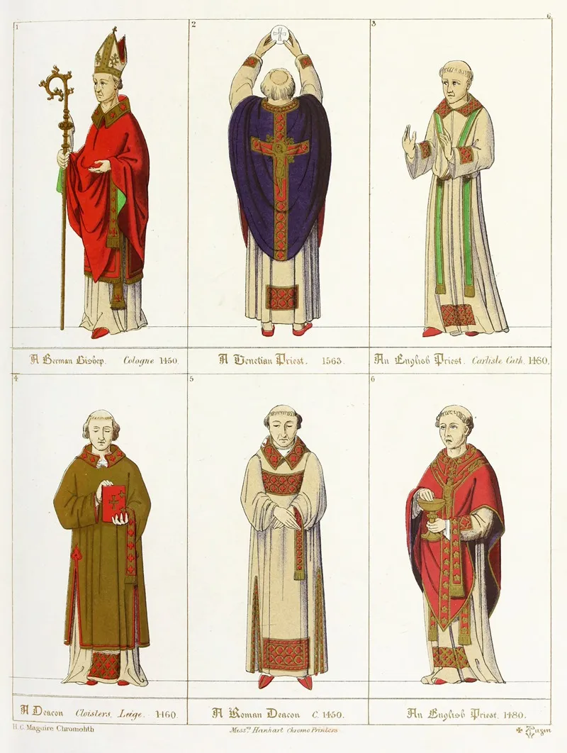 Roman English And German Ecclesiastics Wall Art by Augustus Pugin - High-Resolution Digital Print