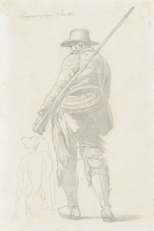 Roman Hunter With His Dog Seen From The Back Wall Art by Johan Thomas Lundbye - High-Resolution Digital Print