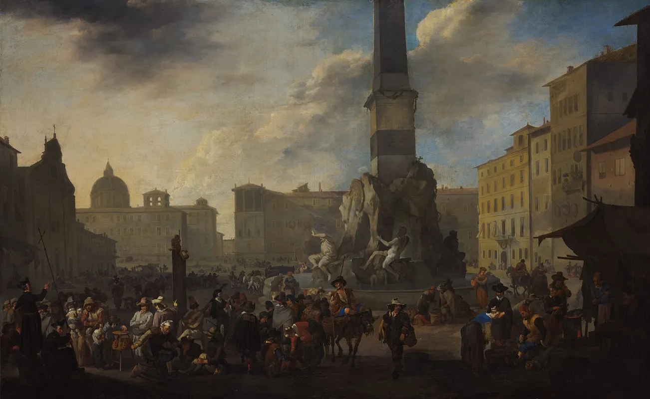 Roman Market Scene In The Piazza Navona