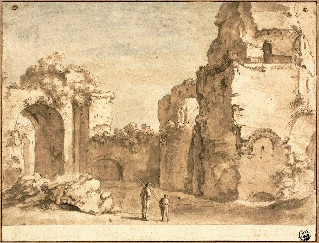 Roman Ruins 7 Wall Art by Circle of Bartholomeus Breenbergh - High-Resolution Digital Print