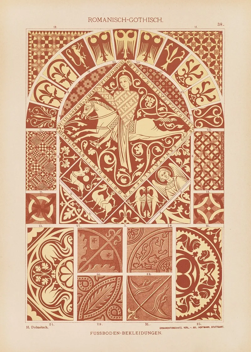 Romanisch Gotisch Fussboden Bekleidungen Wall Art by Heinrich Dolmetsch - High-Resolution Digital Print