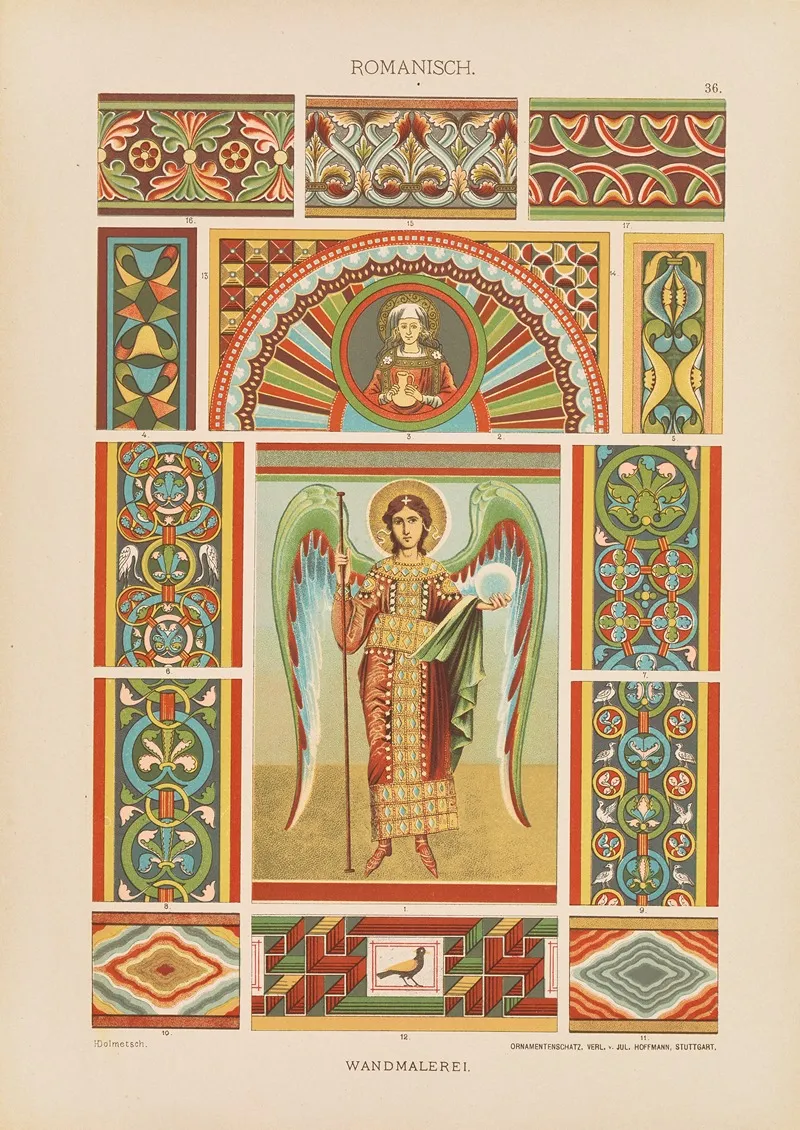 Romanisch Wandmalerei Wall Art by Heinrich Dolmetsch - High-Resolution Digital Print