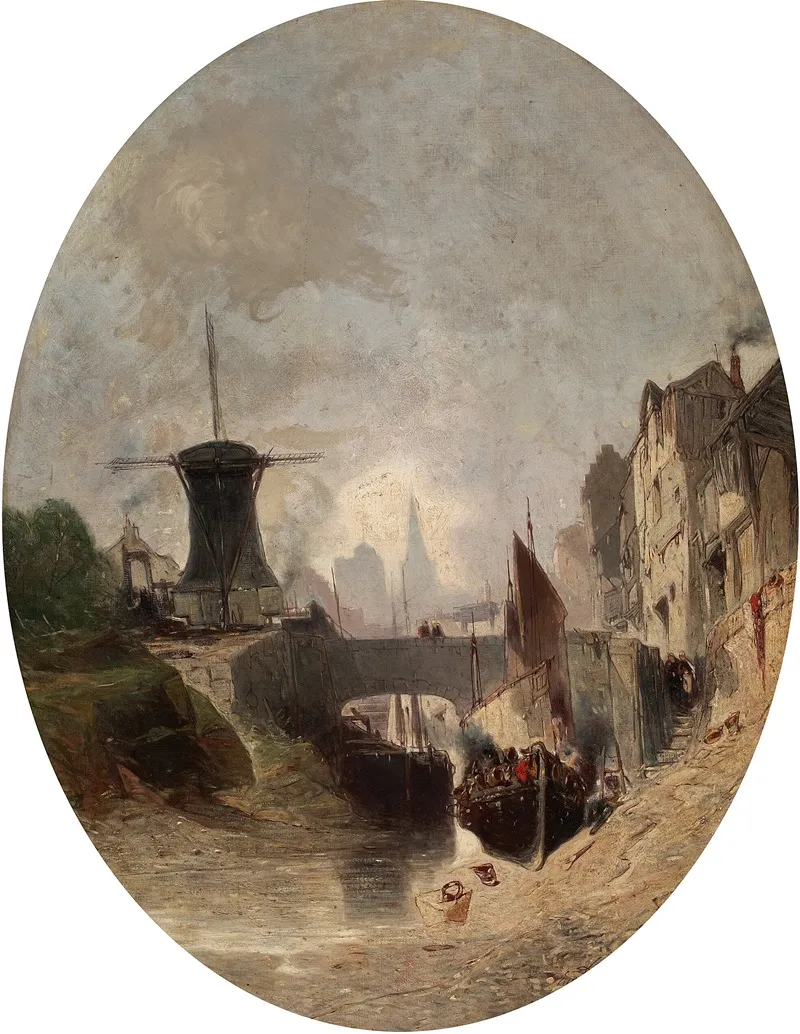 Romantic Landscape With Windmill Wall Art by Eugène Deshayes - High-Resolution Digital Print
