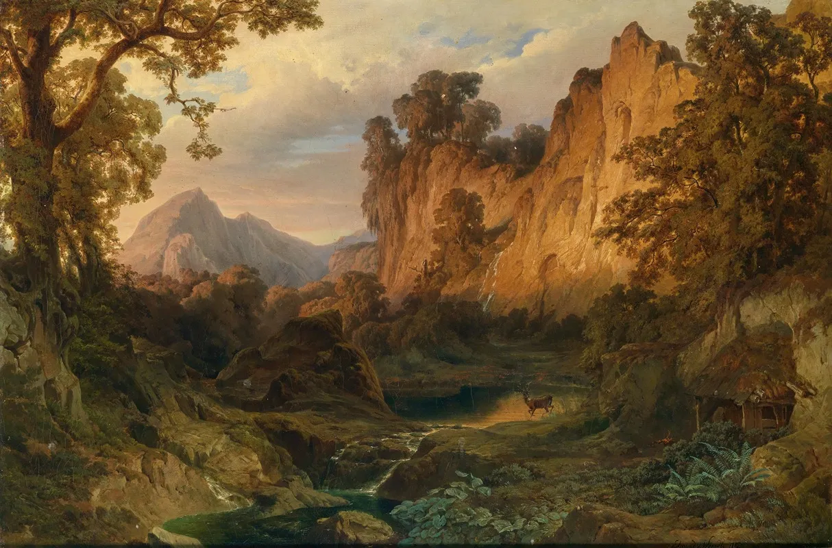 Romantische Landschaft Im Abendlicht