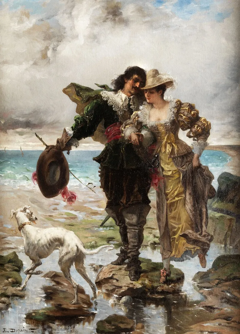 Romantische Szene Am Meer Wall Art by Edmond-Louis Dupain - High-Resolution Digital Print