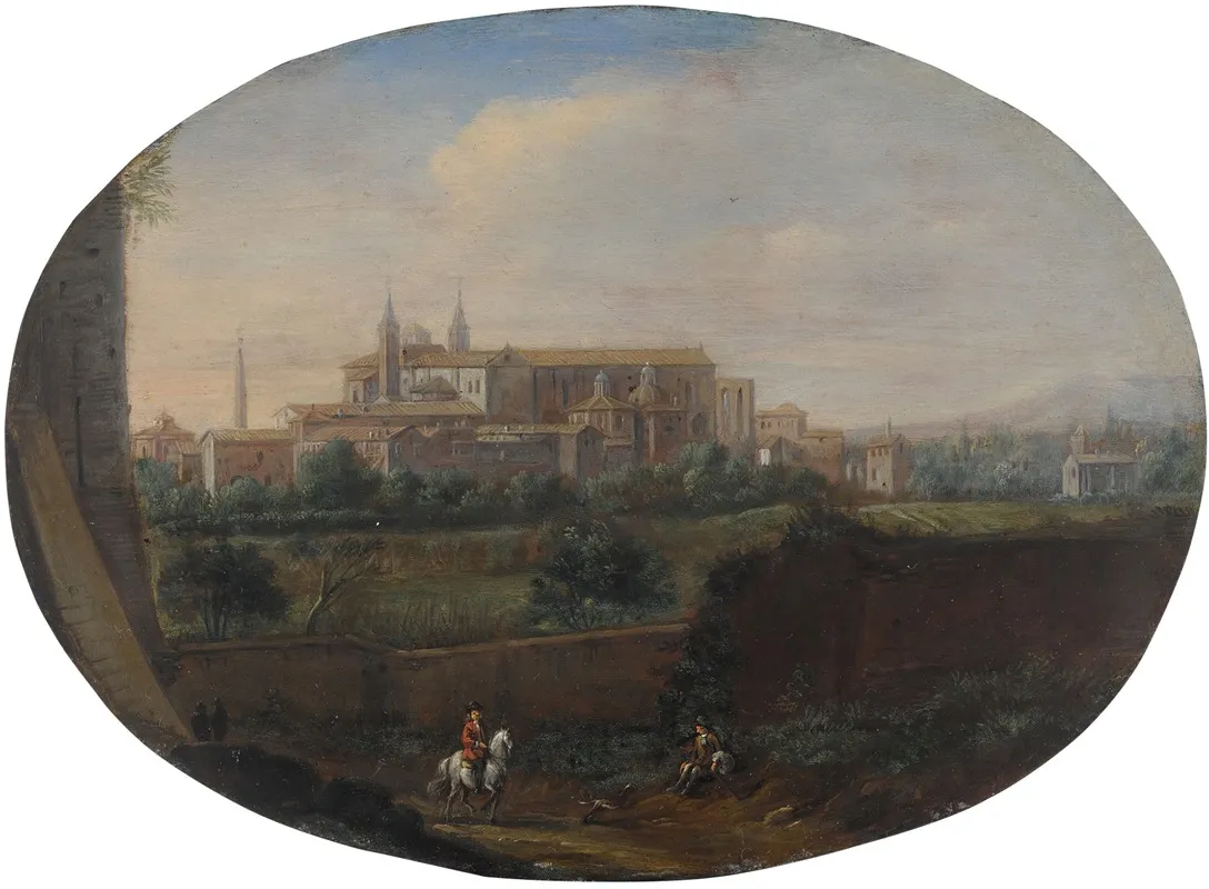 Rome A View From A Garden Looking South Towards San Giovanni In Laterano Seen From Behind Wall Art by Hendrick Frans van Lint - High-Resolution Digital Print