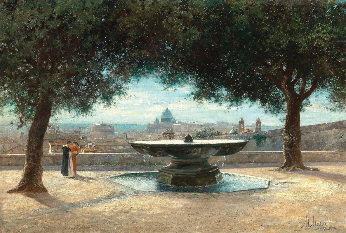 Rome A View Of The City From The Fountain Of Villa Medici Wall Art by Max Merker - High-Resolution Digital Print