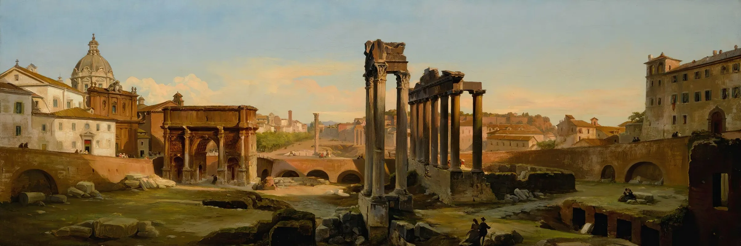 Rome A View Of The Forum In Afternoon Light Wall Art by Ippolito Caffi - High-Resolution Digital Print