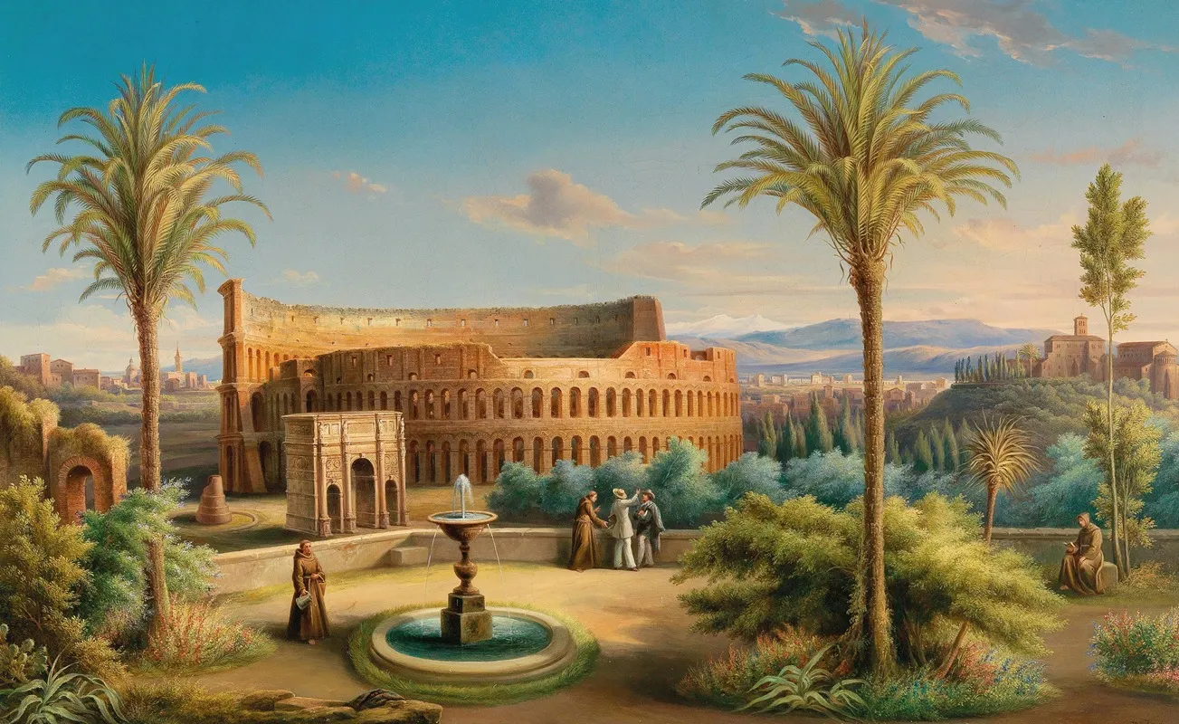 Rome In Front Of The Colosseum Wall Art by Wilhelm Kandler - High-Resolution Digital Print