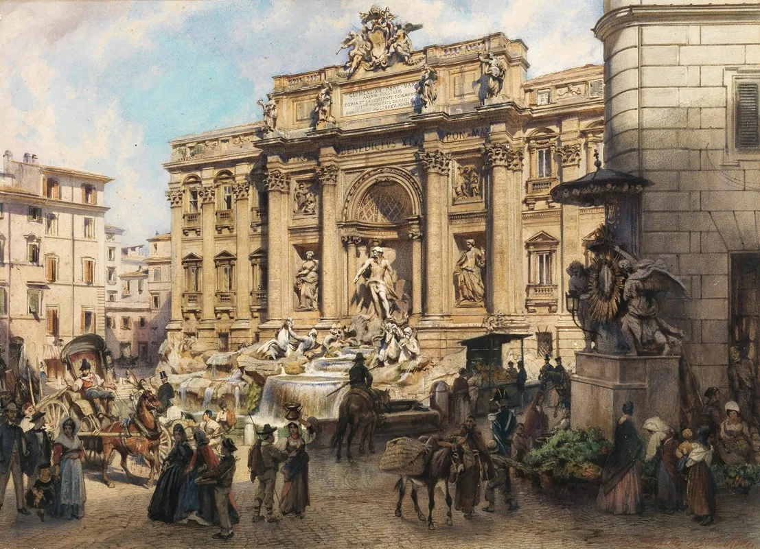Rome Trevi Fountain Wall Art by Ludwig Johann Passini - High-Resolution Digital Print