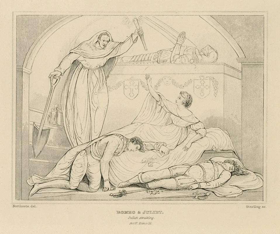Romeo Juliet Juliet Awaking Act V Scene Iii Wall Art by William Francis Starling - High-Resolution Digital Print
