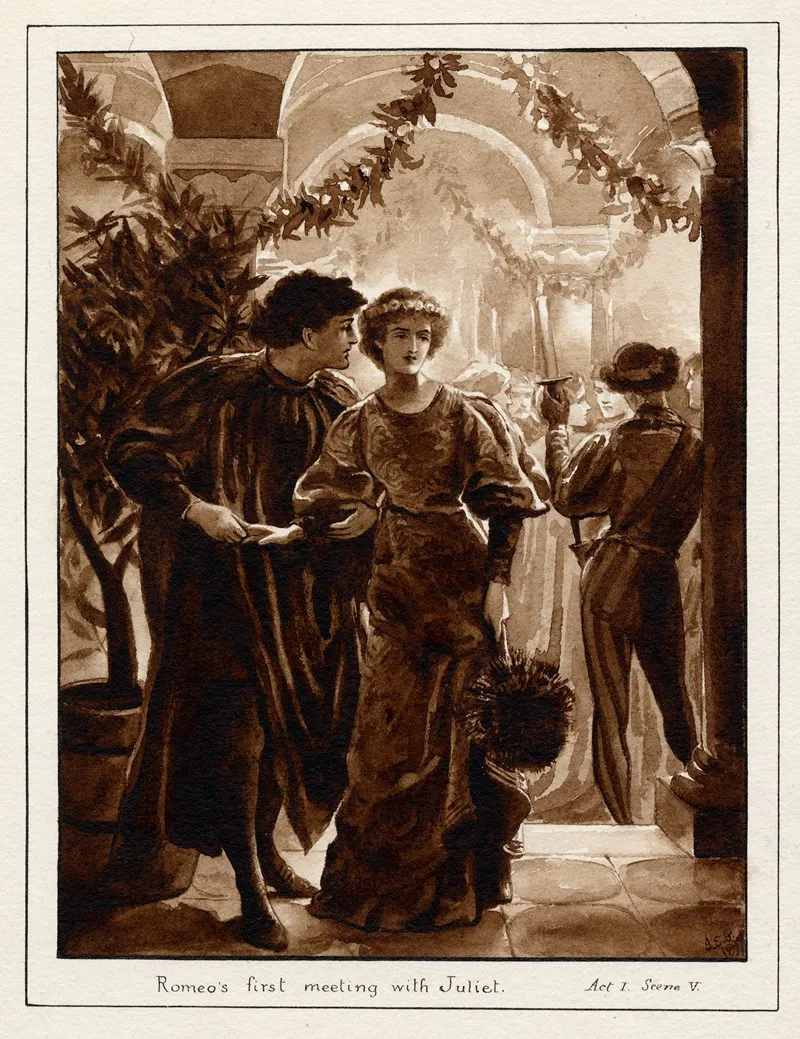 Romeos First Meeting With Juliet Act I Scene V Wall Art by J. E. Pawsey - High-Resolution Digital Print