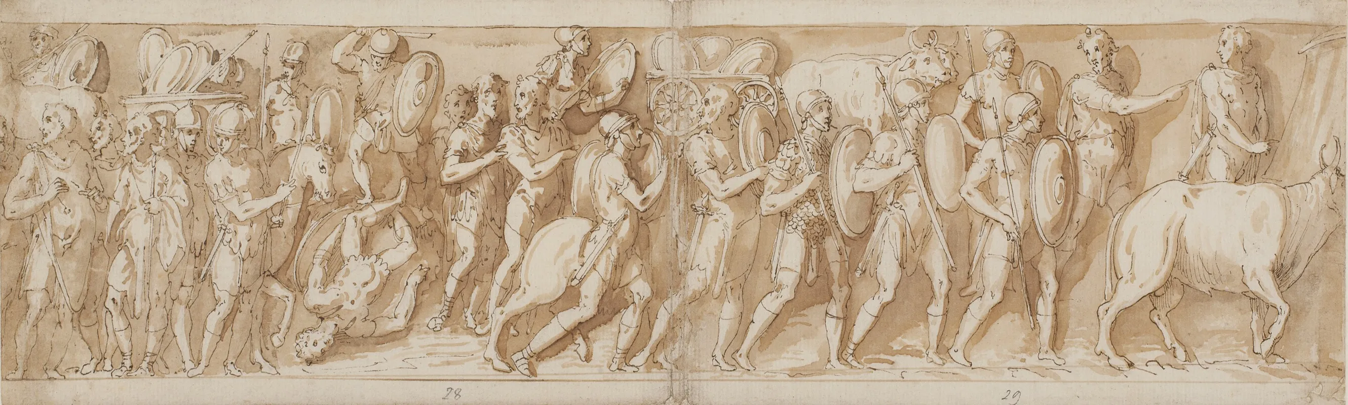 Romere Pa March Marcus Aurelius Pompejus Og En Oppasser Overvaerer Marchen Ophold Pa Marchen