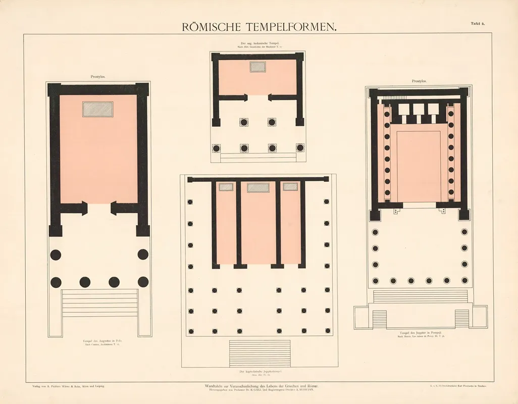 Romische Tempelformen Wall Art by A. Pichlers Witwe &amp; Sohn - High-Resolution Digital Print