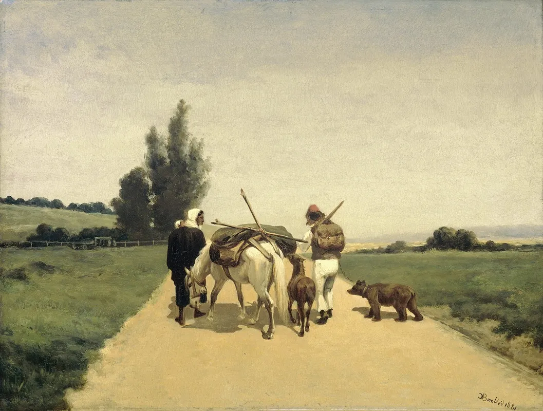 Rondtrekkende Familie Op Een Landweg