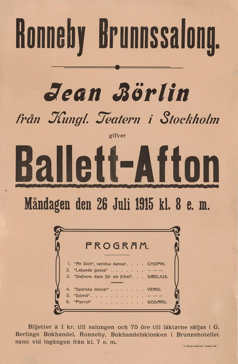 Ronneby Brunnssalong Jean Borlin Fran Kungl Teatern I Stockholm Gifver Ballett Afton Wall Art by Anonymous - High-Resolution Digital Print