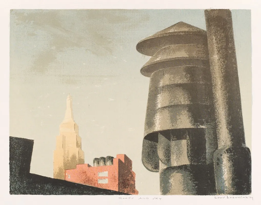 Roof And Sky Wall Art by Louis Lozowick - High-Resolution Digital Print